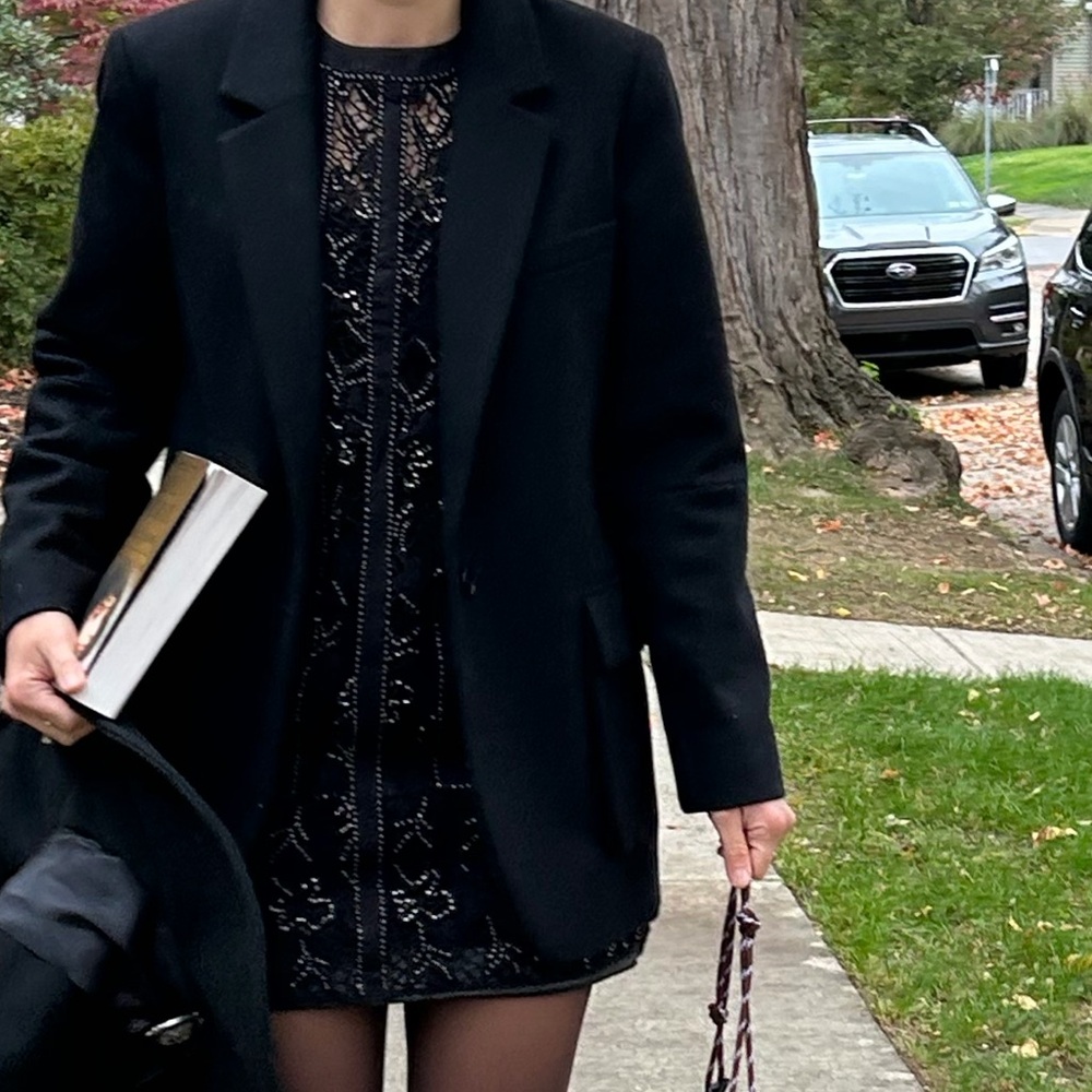All Saints Black Lace Long Sleeve Dress